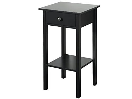 Small Nightstand Bedside End Side Table 1 Drawer Bedroom Living Room Furniture - MDF Wood, Easy-Care, 35 x 40 x 70 Centimeter (Black)