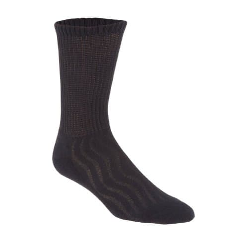 MD USASeamless Toe-Wave-In Mesh Diabetic Crew Socks, Black, Large