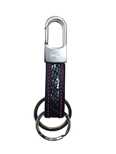 MGCFTan Genuines Carbon Fiber Keychain Elegant, Timeless, Multi-ring Capable Lock style Key chain (Red)