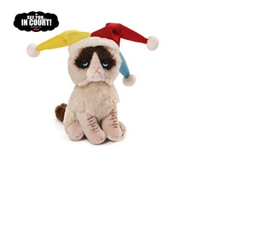 Grumpy Cat Jester Plush Stuffed Animal Toy with Sticker Book
