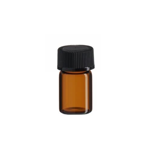 Premium Essential Supply - 2 ml (5/8 dram) Amber Glass Essential Oil Bottle with Orifice Reducer and Cap- 12 Pack