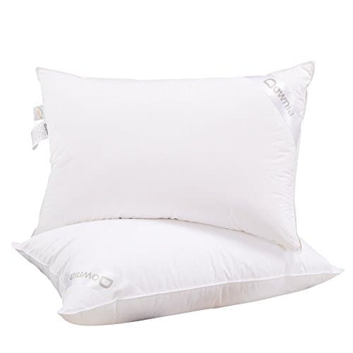 Downia Superior 100% White Duck Down/Feather Pillows,Double Pieces,29-by-19 Inch