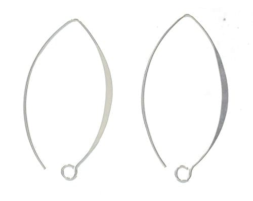 V Shaped Earring Hook Flat Hook Marque Ear Wire Sterling Silver - 5 Pair