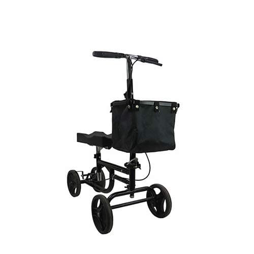 JJZXPJ Rolling Knee Walker，Scooters，Folding Steerable Lightweight Single Bicycle Compact Crutches With Seat For Disability Leg Foot Injuries Black
