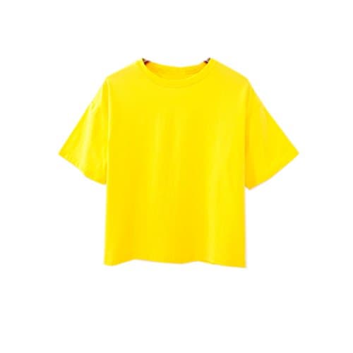 Women's Summer Pastel Candy-colored Tops Tees (Lemon Drop)