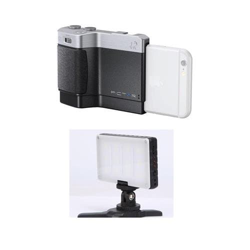 Pictar One - Camera Grip for iPhone 8, 7, SE, 6s, 6, 5c, 5s, 5, 4s, 4, and Samsung Galaxy S6, S7, S8,S9 and Huawei P9/P10 - With GVB Gear Pocket-Sized Daylight On-Camera Light