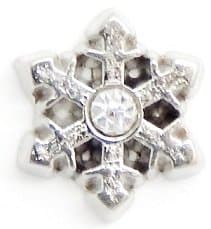 Cherityne Silver Toned Snowflake with Rhinestone Floating Charm for Locket Pendants