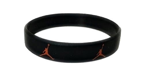 Jordan Slim Thin 1cm/0.4 inches Width Wristband Small Sport Silicone Bracelet Michael (BLACK/RED)