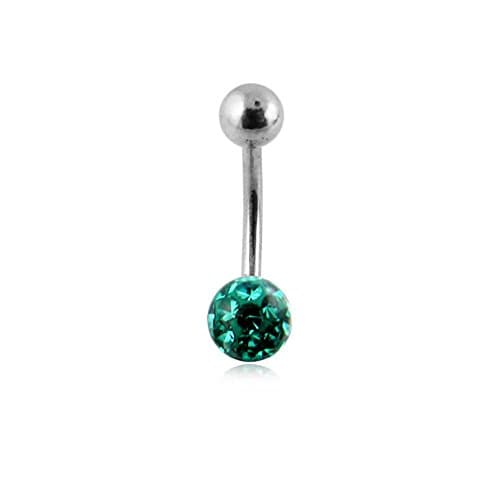 Curved Barbells Blue Zircon Epoxy Multi Crystal Stone Eyebrow Ring. 16Gx5/16(1.2x8mm) 316L Surgical Steel Banana with 4MM Crystal Stone Ball and 3MM Surgical Steel Ball.