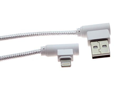 90 degree COSMOCAT Braided USB Charging and data transfer Cable for iPhone &amp; iPad 3.3 feet (1 m) (white)