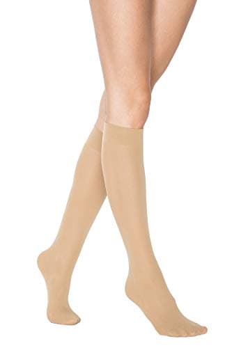 Compression Flight Socks for Women - Sheer Knee High Pop Socks Support Travel Blood Circulation and Recovery - 2 Pairs