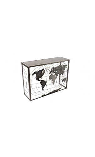 Socadis – World Map Metal Console Black Iron Art