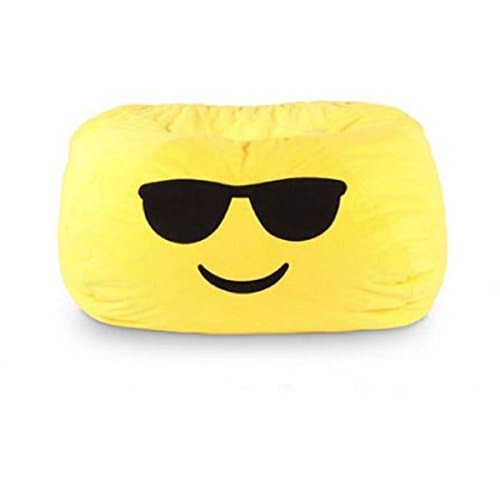 Cool Yellow Durable Polyester Fabric Double-Stitched Seams Ergonomic Seating Position Bean Bag, Dimensions 28Lx28Wx14H