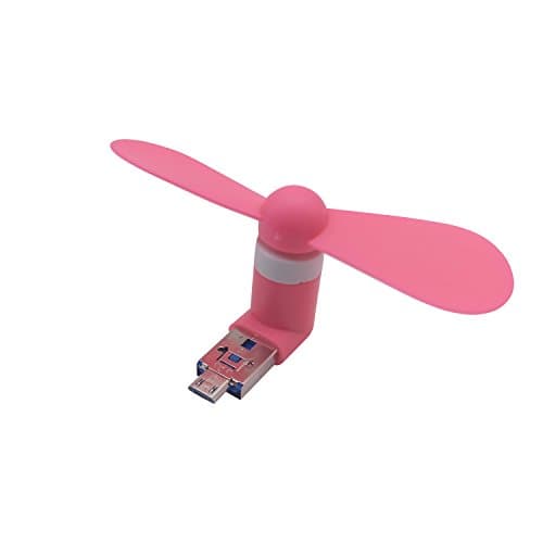 ChuangYi Portable 2in1 OTG Micro USB Mini Phone Fan Dock Handy Cooler Cooling Flexible Personal Mini Fan for Android Phone,Tablet Notebook,Mobile power (Pink)