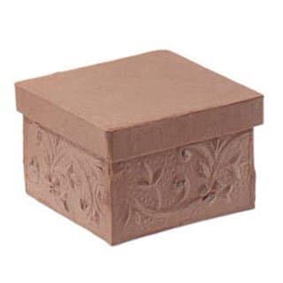Factory Direct Craft Handcrafted Paper Mache Square Embossed Boxes - 12 Boxes