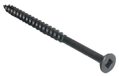 #8 Flat Head Square Drive Standard Screws 3" (Bag of 100) Black