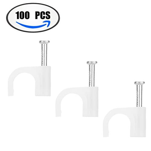 Round Ethernet Cable Wire Clips 100 Pieces - XINCA Electrical Cable Staples Cable Nail Cable Management RG6 RG59 CAT5 CAT6 RJ45 Cables - (White 6mm)