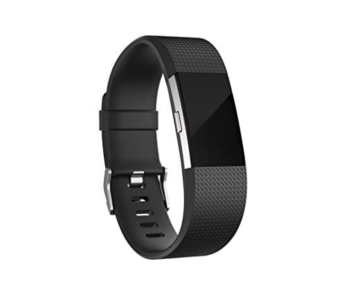 Fitbit Charge 2 Band Black Replacement with Metal Clasp Comfortable and Flexible Silicone Wristband by Huadea