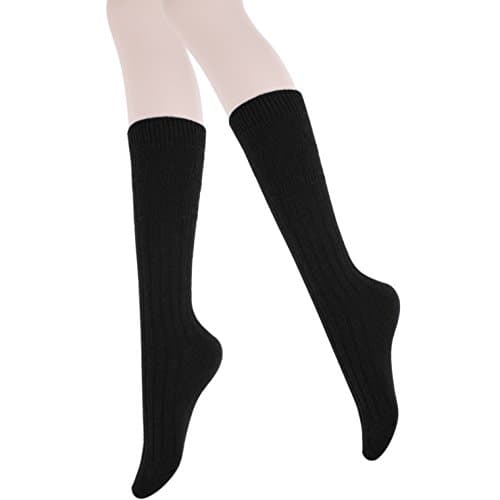 YeeSure PJ09 Thick Sweater Winter Mid-Calf High Wool Blend Boots Socks Stockings leg warmer for Women (Free, Black)