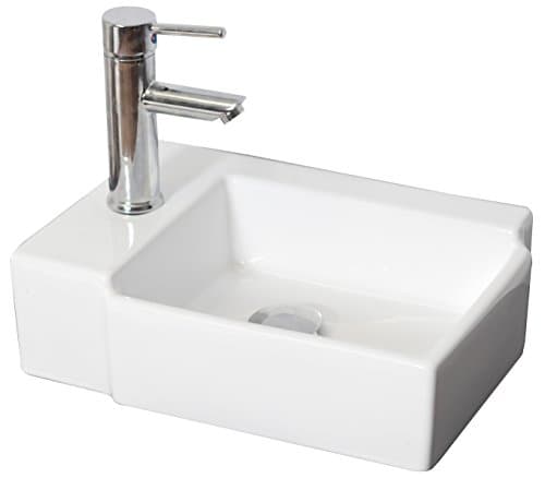 American Imaginations AI-4-1301 Above Counter Rectangle Vessel for Single Hole Faucet, 16.25-Inch x 12-Inch, White