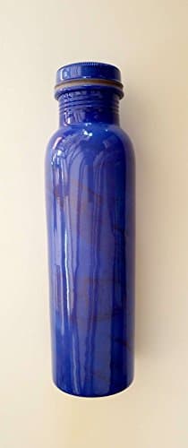 The Magic Yoga Bottle 32 Oz. with Changing Color Surface, Made of 99% Virgin Copper from India for Drinking Water Based on Ayurveda with Leak-Proof Cap