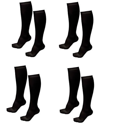 4 Pairs TASOM Compression Socks Over the Calf Below Knee Sock Stockings For Men Woman Foot Feet Ankle Heel Pain Ache Swelling Relief - 4 Pairs Black