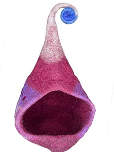 100% Handmade Wool Felt Cat Caves and Beds for Small Cats and Kittens (Aubergine)