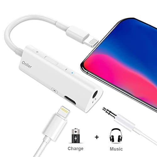 Lightning to 3.5 mm Headphone Jack Adapter ,Onlier Iphone 8 Adapter &amp; Splitter 2 in 1 Lightning Charger Cable Earphone Adapter for Iphone X / 8 / 8 Plus / 7 / 7 Plus