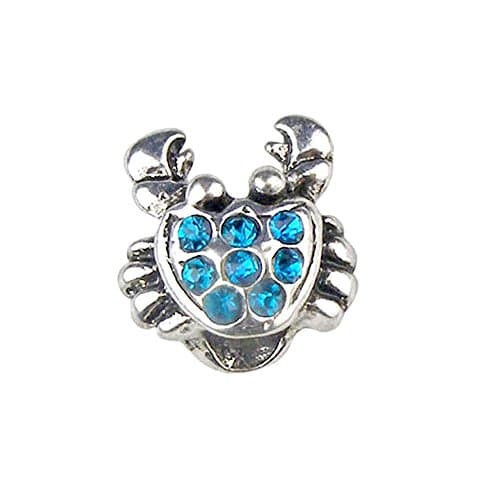 Universal Crab Charm with Turquoise Blue Rhinestones