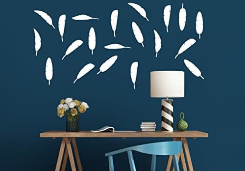 Feather Wall Decals - 40 Feathers Peel & Stick