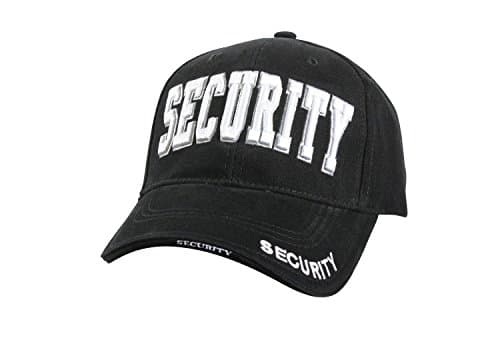 Security Uniforms Style Baseball Cap Hat, Black w/3D Embroidery Lettering, 100% Cotton