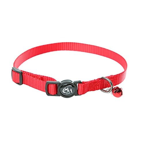 Loria Nylon Adjustable Cat Collar with Bell Reflective Cat Collar Pet Puppy Neck Belt Rope Fabric Cord