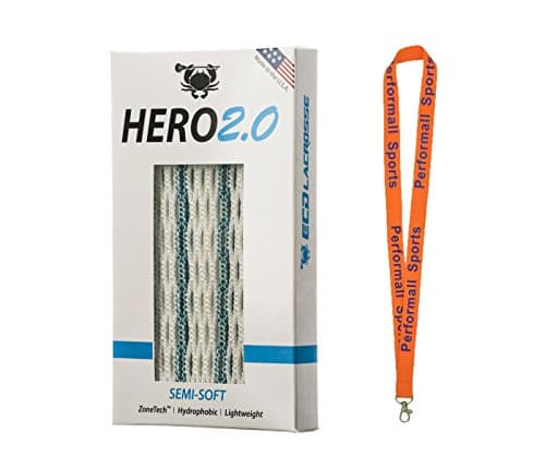 East Coast Dyes Bundle: ECD Lacrosse Hero2.0 Semi-Soft Lacrosse Mesh Striker Carolina Blue with 1 Performall Lanyard