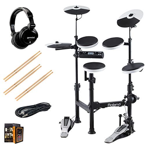 Roland PK TD-4KP Portable Electronic Drum Set Package with Gemini DJX-07 Headphones, 3 Pairs of Sticks, Aux Cable, and Free Mobile Holder