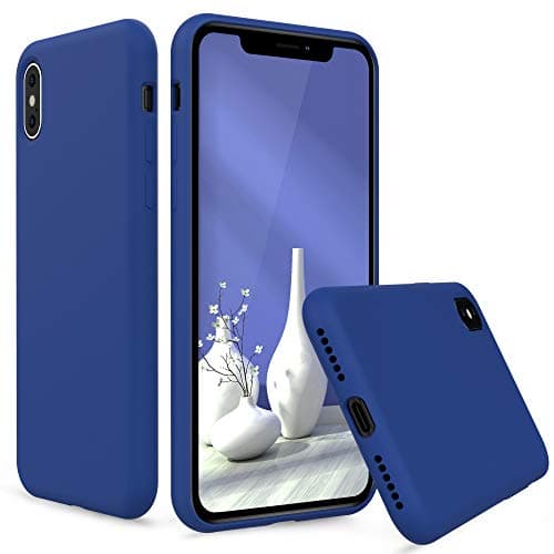 PENJOY Silicone Case for Apple iPhone Xs (2018) / iPhone X (2017) 5.8 inch, Full Body Protection Silicon Cases Support Wireless Charging Slim Rubber Cover (Blue)