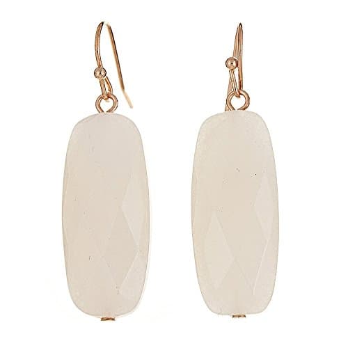 [Handmade Rectangular Natural Stone Earrings] Ivory (4/6)