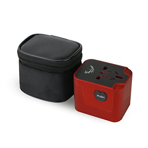 Universal Travel Adapter, Wall AC Power Plug Adapter, Outlet Plug Adapter, Charging With 3.5A Four Ports USB Portable Small Adapter For US EU UK AU Plug (Black Red)