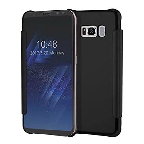 Xeber Samsung galaxy S8 Case Date Time View Mirror Bright Hard Case Pull Sleep Wake Up