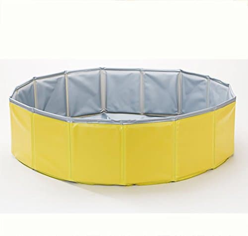 DAN Foldable Dog Pool, Folding Dog/Cat Bath Tub, Collapsible Pet Spa Whelping Box,Yellow
