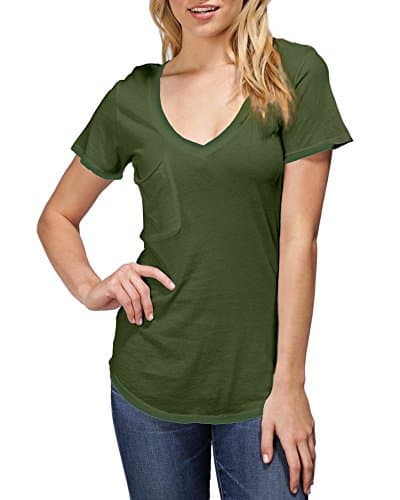 Bobi S/S Front Pocket Relaxed V-Neck Tee (S, Cargo)