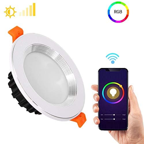 Smart LED Downlight WiFi Smart Dimming Light Ultra-Thin Embedded WiFi Ceiling Light Color Changing Downlight for Kitchen Bathroom [Energy Class A]