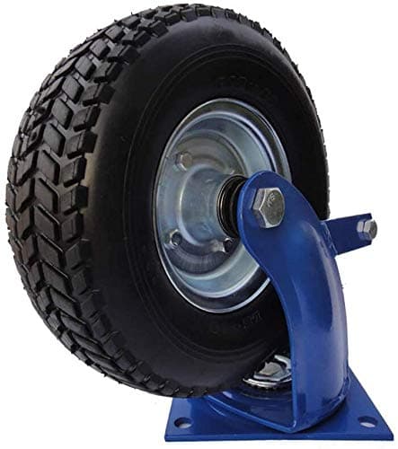 WaiMin Industrial casters 10 inch paint blue frame explosion-proof tire hollow tire heavy duty free inflatable brake wheel set universal wheel diameter 250mm (Color : Brake Wheel)