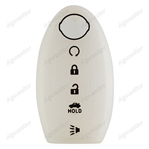 Aguetaor - Remote Shell Car Key Case 5 Button Fit for Nissan Altima Pathfinder T white