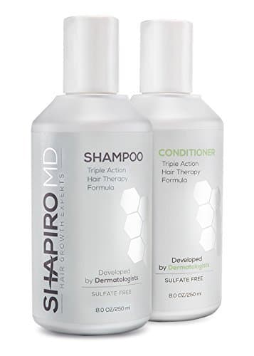 Shapiro MD Shampoo and Conditioner Containing the 3 Most Powerful, All-Natural DHT Blockers for Thicker, Fuller, and Healthier Hair (1 Month Supply)