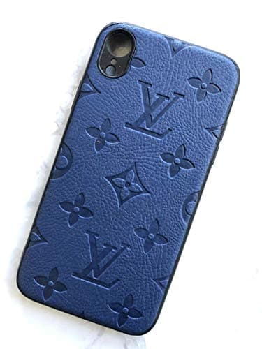 Leather Phone Case, Luxury Parttern Slim Fit Shock Absorption iPhone Xs and iPhone X Case, Compatible with iPhone Xs and iPhone X - Blue