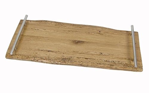 Reclaimed Rustic Live Edge White Oak Wood Coffee Table Ottoman Serving Tray - 10"X24"