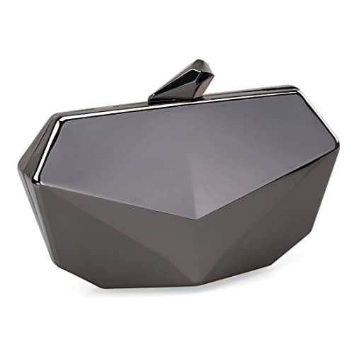 Metallic Fox Face Shaped Hard Case Clutch Evening Handbag w/ Detachable Strap - Gunmetal Gray