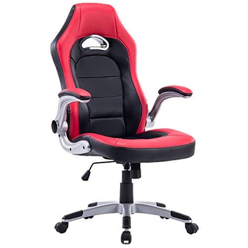 Ergonmic Red Racing Chair Computer Gaming Chair, Executive High Back Manager Recliner Office Chair With Armrest Comfortable Swivel Gaming Desk Chair Games Chair(Red&Black)