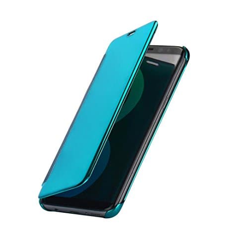 Sinwo Smart window Sleep Wake UP Flip Leather Case Acrylic Cover For Samsung Galaxy S8 Plus (Blue)