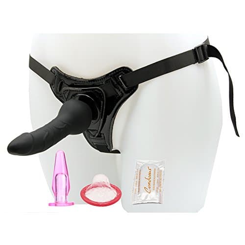 Leather Adjustable Strap On Harness 5.5 Inch Color Black